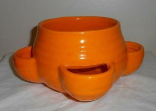 Vintage Bright Orange Strawberry Pot Planter - Marcia California Pottery Usa
