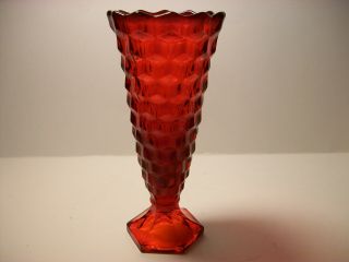 Fostoria American Block Red Bud Vase Ruby Red 6 Inch Tall