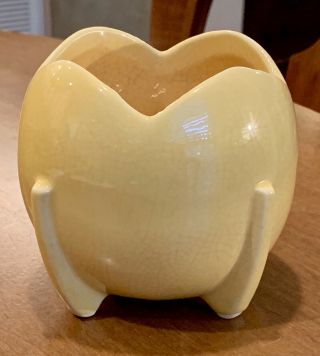 Vintage 1940’s Yellow Mccoy Pottery Ball Planter Or Rose Bowl