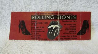 Rolling Stones 1981 Concert Ticket Stub Bill Graham Candlestick Park Red Ticket