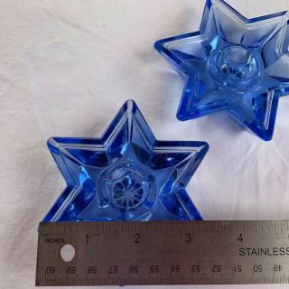 Vintage Ice Blue Star Candlesticks Czech Candle Holders Handmade Collectible 5