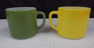 Vintage Federal Yellow & Green Coffee Mugs Set Of 2 1950 