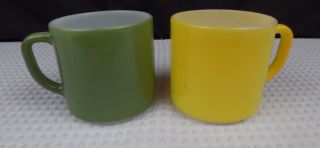 Vintage Federal Yellow & Green Coffee Mugs Set Of 2 1950 ' s 2