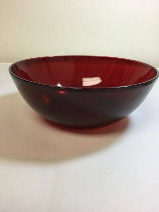 Vintage Anchor Hocking Royal Ruby Red Glass 8 1/2 " Large Deep Serving Bowl