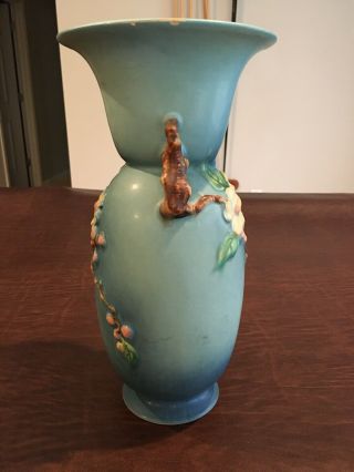 Roseville Pottery 391 - 12 Blue Floral Vase Chipped 4