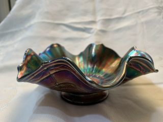 Carnival Glass Ruffled Candy Dish Vintage