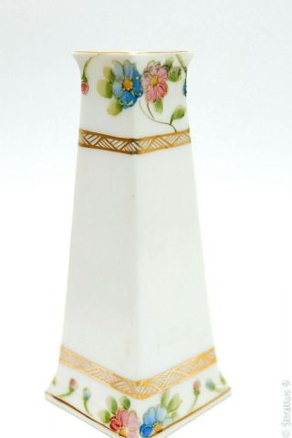 Vintage 5 " Nippon Hand Painted Bud Flower Vase W/gold Embellishments