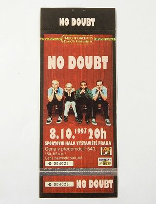 No Doubt Ticket Stub Vystaviste Praha Prague Czech 10/8/97 Gwen Stefani