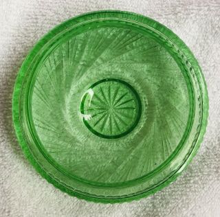 RARE BOHEMIAN GREEN PINWHEEL CUT GLASS POWDER JAR BOX CZECHO - SLOVAKIA MARKED 4