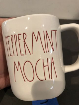 Rae Dunn PEPPERMINT MOCHA Christmas Holiday Mug with Red Interior 2019 LL 3