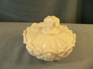 Westmoreland Old Quilt White Milk Glass Covered Puff Box