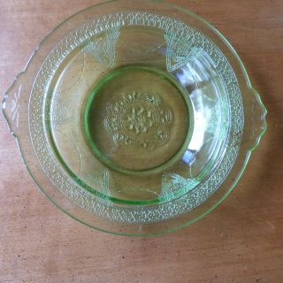 Federal Green Depression Glass Georgian Lovebirds Butter Dish,  Missing Lid