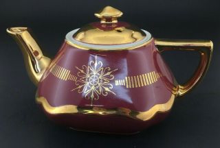 Vintage Hall Maroon Gold Teapot 6 Cup