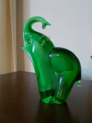 Murano Glass Elephant Green 6 " Italian Made Collectible
