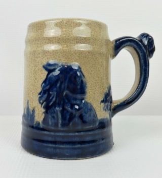 Vintage Sleepy Eye Blue White Pottery Coffee Mug Marked Wsc Monmouth Ill