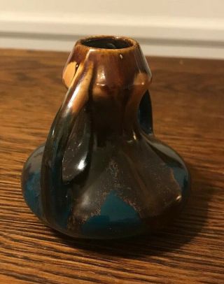 Vintage Belgium Art Pottery Vase Flowing Glaze 3