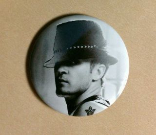 Justin Timberlake B&w Photo Hat Close Up Lg 1 3/4 " Music Pin Button Pinback