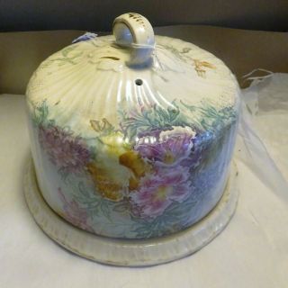 Antique Covered Cake Dish - Hand Painted - Floral - Royal Bonn German Castle