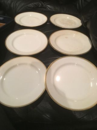 Homer Laughlin Vintage 1911 Best China 6 9” Plates 18 K Gold Trim Off White