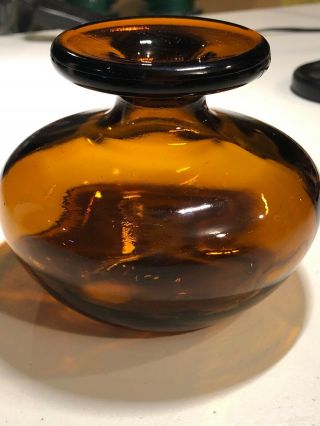 Vintage Finish Made Amber Brown Glass Mid Century Modern Candle Holder/bud Vase