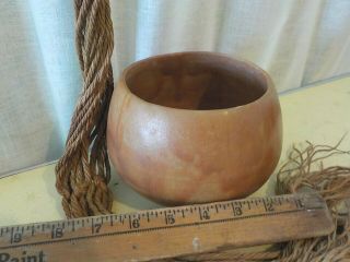 Vintage Stoneware Pottery Usa Brown Earthenware Round Pottery Planter