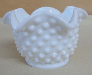 Vintage Fenton Milk Glass Hobnail Fluted Small Bowl Dish Container (th1297)