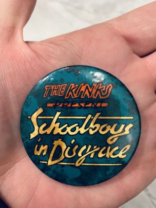 The Kinks “schoolboys In Disgrace” Album.  British Rock Band Promo Button/ Badge