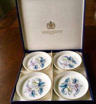 Elegant Royal Worcester Fine Bone China Butter Pat Dishes - Coasters Nib (4)