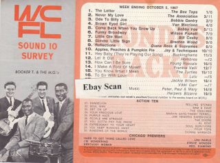 Wcfl Chicago Top 40 Radio Music Survey 10 - 5 - 67 Jimi Hendrix 25 Purple Haze