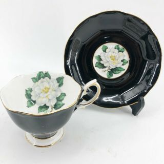Vintage Royal Albert Bone China Made In England Tea Cup & Saucer Black & White