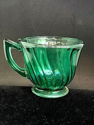 Vintage Ultramarine Swirl Depression Glass “petal Swirl " Cup,