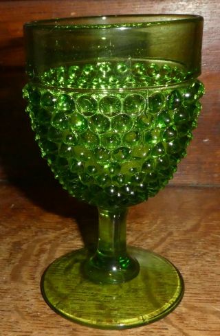 Smith Glass Company Hobnail Green Water Goblet 5 - 5/8 " Dr1