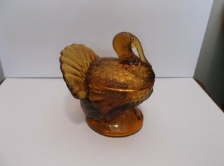 Vintage L.  E Smith Thanksgiving Amber Glass Turkey