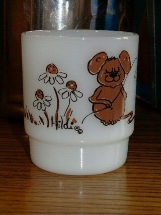 Vintage Fire King HILDI Signed Brown Mouse Stackable Coffee Mug 5