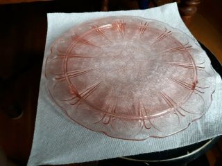 Vintage Pink Depression Cake Plate 3 Ftd Cherry Blossom Jeanette Glass Co