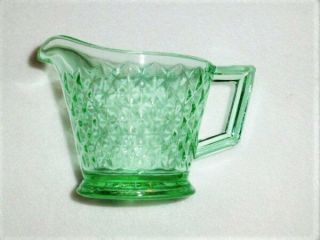Depression Glass Green Cube Cubist Jeannette Pitcher & Plate Faceted