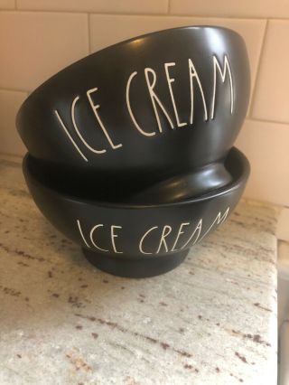 Rae Dunn Ice Cream Black Bowls Set Of 2 Artisan Black Matte Finish