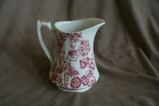 Vintage Alfred Meakin England Florette Ironstone Pitcher Red Transferware