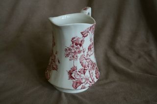 Vintage Alfred Meakin England Florette Ironstone Pitcher Red Transferware 2