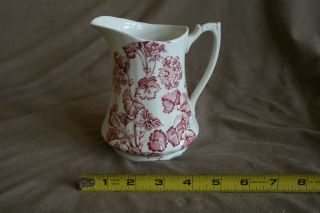 Vintage Alfred Meakin England Florette Ironstone Pitcher Red Transferware 5