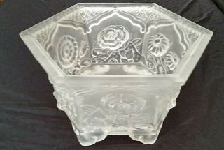 Vintage Verlys/heisey Frosted Chrysanthemum Bowl Six Sides Cond