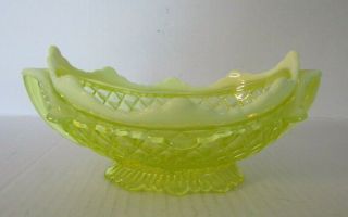 Rare Davidson Yellow Pearline Glass Quilted Pillow Sham Sugar Bowl
