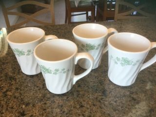 Corelle Coordinates Stoneware Green Ivy Callaway Coffee Mugs - (set Of 4,  12 Oz)