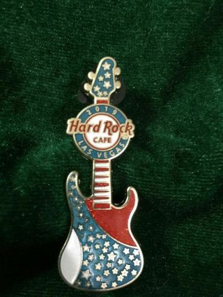 Hard Rock Cafe Pin Las Vegas Guitar Red White & Blue W Stars