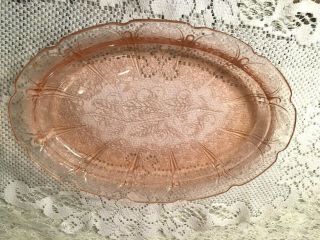 Pink Jeannette Cherry Blossom Depression Glass 11 " Oval Platter