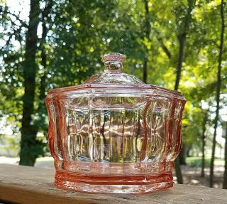 Indiana Glass Pink Candy Dish W/ Lid.  " Concord Candy Box "