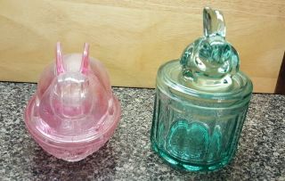 Glass Rabbit/bunny Trinket Dishes/jars