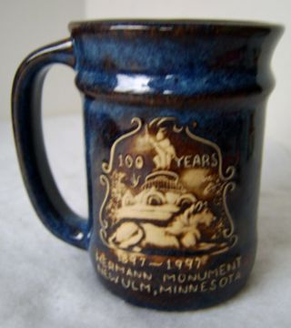 Sandhurst Pottery Stoneware Hermann Monument / Hand thrown Mug Blue/Brown Glaze 2