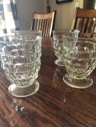 Vintage Whitehall Clear Footed Tumbler Set 4 Juice Water Glass Cube Short