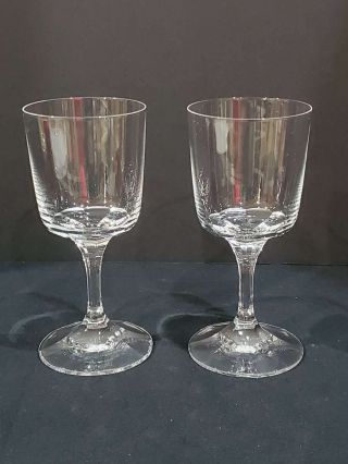 Pair Vintage Lalique 7 " Wine Goblets,  Signed,  French Crystal